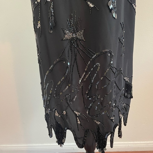 VTG Argenti Beaded 100% Silk Black Midi Dress - Picture 10 of 10